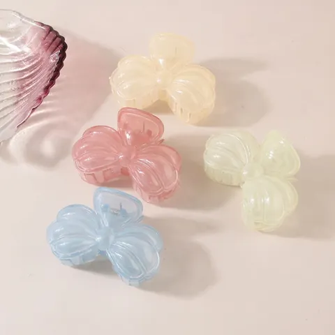 Korean Style Bowknot Heart Semicircle Hair Claw Clips Macaron Color Transparent PS Hair Accessories For Women Daily Hair Styling Fixing Tool