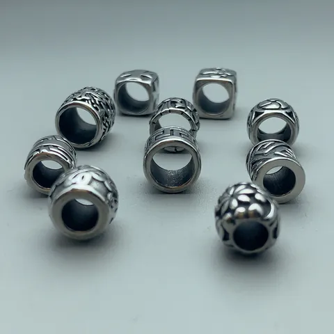 Retro Stainless Steel Large Hole Loose Beads Gothic Cross Meander Pattern DIY Charms Jewelry Making Accessories For Bracelet