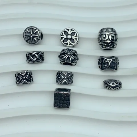 Vintage Stainless Steel Star Cross Pattern Beads DIY Jewelry Making Accessories Gothic Spacer Beads For Bracelet Necklace