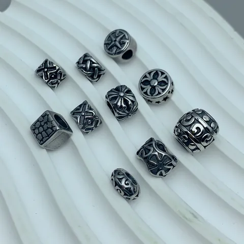 Vintage Stainless Steel Star Cross Pattern Beads DIY Jewelry Making Accessories Gothic Spacer Beads For Bracelet Necklace