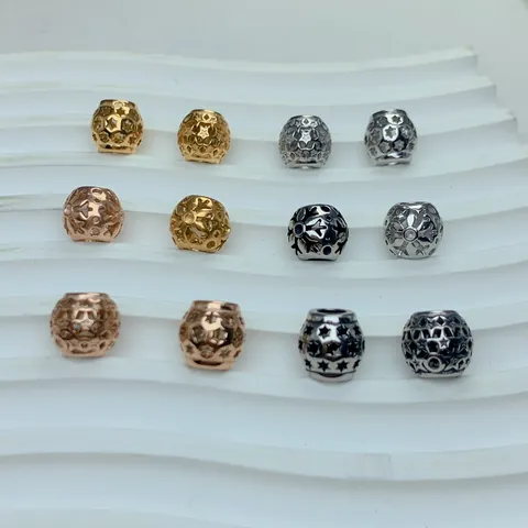 Edelstahl Hexagon Stern Hohl Abstandsperlen Für DIY Schmuckherstellung Vintage Mode Galvanisierte Metallperlen Für Armbänder