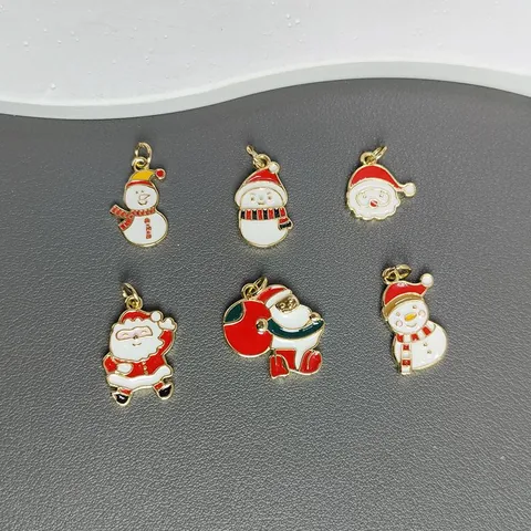 Christmas Santa Claus Snowman Drip Oil Copper Pendants DIY Jewelry Accessories For Bracelet Necklace Making Enamel Holiday Charms