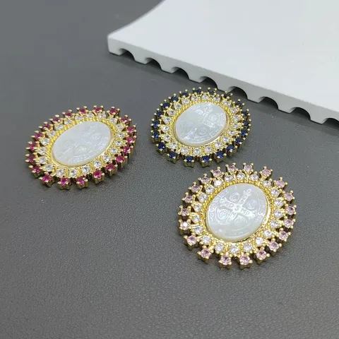 Vintage Religious Saint Benedict Medal Cross Relief Pendant Copper 18K Gold Plated Natural White Mother of Pearl Zirconia DIY Necklace Pendant Accessory