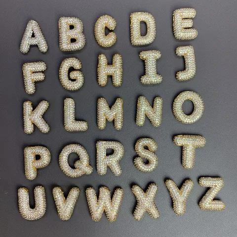 Iced Out Bubble Letter Pendant Zirconia Initial Alphabet Charm 18K Gold Plated Copper Hiphop Necklace Accessory DIY Jewelry Making