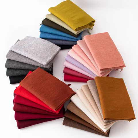 100% Wool Scarf For Women Men Solid Color Winter Warm Shawl With Tassels Soft Knit Pashmina Wrap Scarf Daily Fashion Accessories