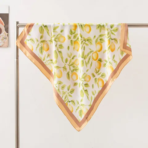 Satijnen Vierkante Sjaal met Bloemenprint voor Dames Vintage Franse Stijl Halssjaal Hoofddoek Haarband Modeaccessoire