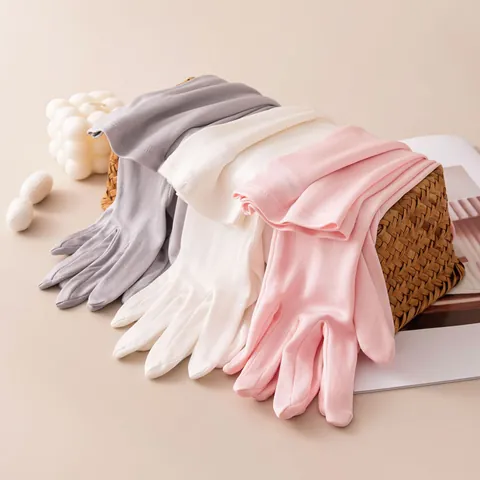 Women's Long Mulberry Silk Sunscreen Gloves Thin Breathable Full Finger Silk Gloves For Summer Party Wedding Etiquette