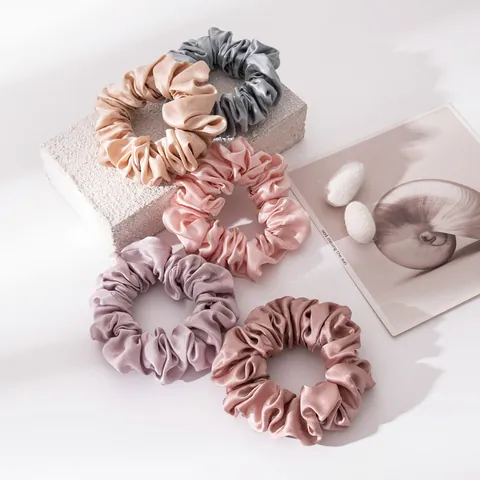 Scrunchie de Seda de Mora de Alta Calidad Elegante Goma de Pelo Sin Costuras Cuerda de Pelo de Seda Suave para Mujer