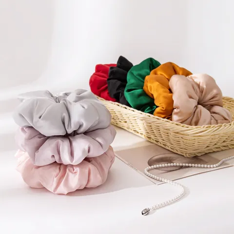 Mulberry Silk Satin Scrunchie Large Hair Tie For Women Solid Color Elastic Hair Rope Soft Sleeping Ponytail Holder Hair Accessories