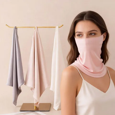 Mulberry Silk Sun Protection Face Mask For Women Breathable Neck Gaiter Dustproof Outdoor Sunshade Face Shield