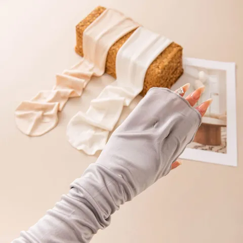 Mulberry Silk Viscose Sun Protection Arm Sleeves For Women Long Cooling Arm Covers For Driving Cycling Summer Outdoor
