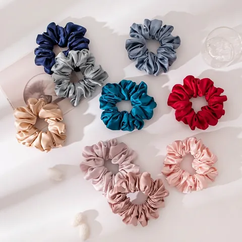 Luxury Large Mulberry Silk Scrunchie Solid Color High Elasticity Hair Tie Hair Wrap For Women Girls Soft Hair Accessory