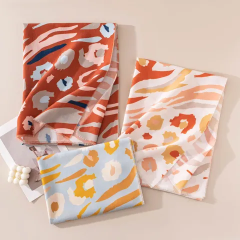 Bufanda de Tacto Cachemira para Mujer Estampado de Leopardo Chal Floral Abstracto Mezcla Lana Poliéster Suave Cálido Primavera