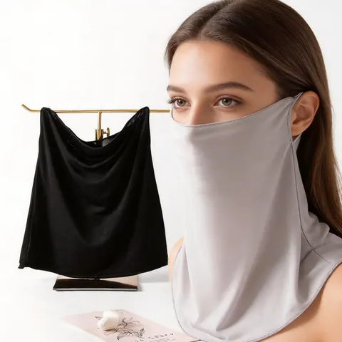 Knitted Mulberry Silk Face Mask Neck Gaiter Ear Loop Breathable UV Protection Outdoor Summer Sun Shade Accessory Unisex