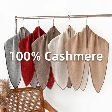 Pañuelo Triangular de Cachemira 100% para Mujer Invierno Cálido Minimalista Color Sólido Bufanda de Punto Accesorios de Moda