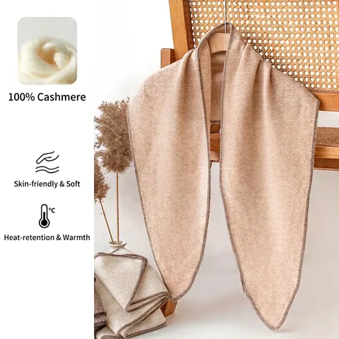 Pañuelo Triangular de Cachemira 100% para Mujer Invierno Cálido Minimalista Color Sólido Bufanda de Punto Accesorios de Moda