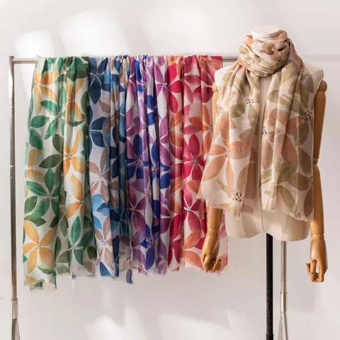 Γυναικείο Vintage Floral Πολυεστερικό Κασκόλ Άνοιξη Καλοκαίρι Ελαφρύ Μακρύ Μεταξωτό Σάλι Ηλιοπροστασία Αξεσουάρ