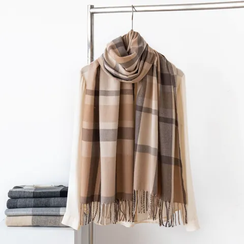 Classic Plaid Scarf Imitation Cashmere Tassel Shawl Winter Warm Soft Wraps For Men Women Fashion Thick Checked Scarf
