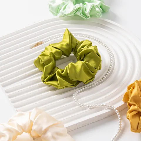 Solid Color Silk Scrunchie Elegant French Mulberry Silk Hair Tie Smooth Durable Elastic Ponytail Holder For Women Fashion Accessories