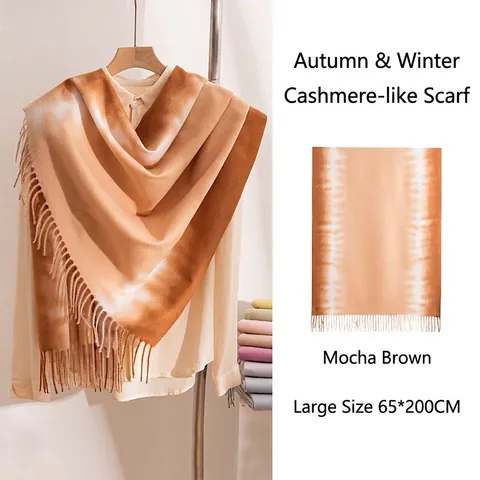 Eleganter Farbverlauf Schal Damen Herbst Winter Polyester Imitation Kaschmir Schultertuch Lange Warme Wickel Mit Quasten
