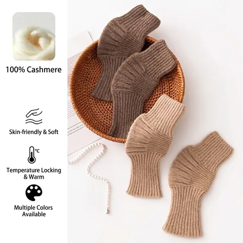 100% Kasjmier Kniebeschermers Warm Gebreide Ribgebreide Beenwarmers Unisex Verdikte Gebogen Ontwerp Voor Koubescherming