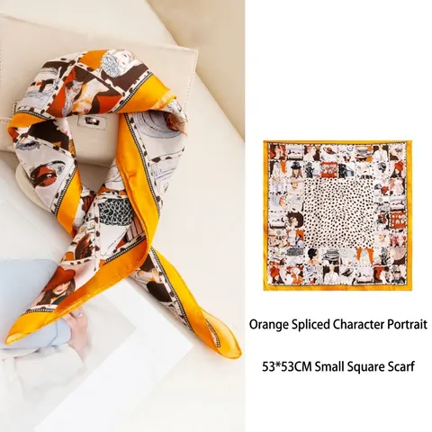 100% Mulberry Silk Scarf For Women Leopard Print Figure Pattern Fashion Small Square Neck Kerchief Luxury Printed Silk Foulard