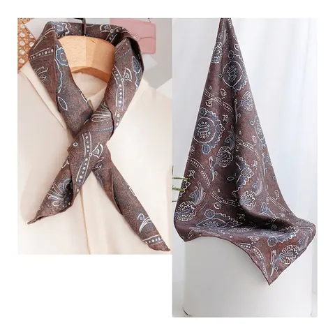 High Quality 100% Mulberry Silk Paisley Square Scarf Hand Rolled Edge Vintage Neck Kerchief For Women Men Small Scarf