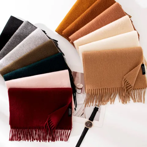 100% Kaschmir Schal Einfarbig Koreanischen Stil Warm Quaste Lange Stola Für Damen Herren Herbst Winter Frühling Unisex Mode Accessoire