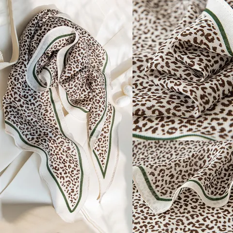 Women's Mulberry Silk Wool Blend Scarf Leopard Polka Dot Paisley Printed Rhombus Long Silk Ribbon Urban Fashion Neck Tie