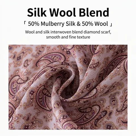 Mulberry Silk Wool Blend Long Narrow Scarf For Women Vintage Paisley Printed Twilly Skinny Scarf Elegant Hair Ribbon Neck Scarf