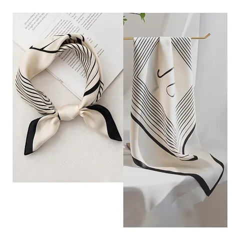 Luxury Mulberry Silk Square Scarf For Women Printed Small Neck Scarf Fashion Commuter Floral Geometric Silk Head Scarf