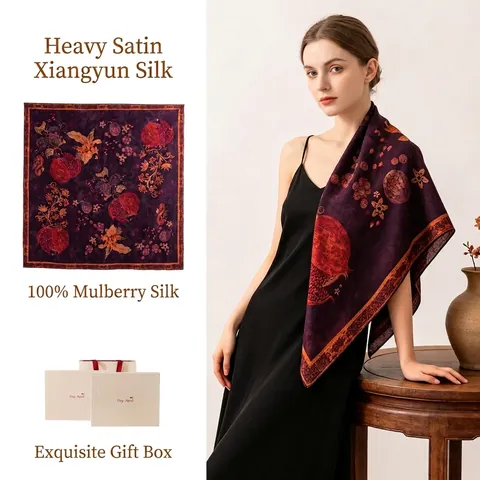 Mulberry Silk Scarf Xiangyun Silk Shawl For Women Retro Chinese Style Double Sided Jacquard Floral Pattern Cheongsam Wrap