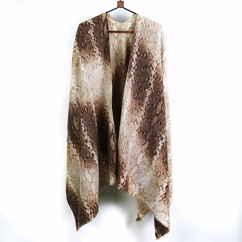 Multicolor European Print Faux Cashmere Poncho Shawl For Women Open Front Split Tassel Wrap Sunscreen Dustproof Cape Pashmina