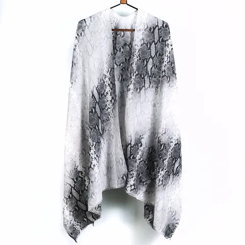Multicolor European Print Faux Cashmere Poncho Shawl For Women Open Front Split Tassel Wrap Sunscreen Dustproof Cape Pashmina