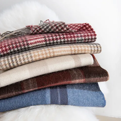 Écharpe en Laine pour Femmes Hiver Épaisse Patchwork Écossais Élégant Pied-de-poule Glands Cache-nez pour Nouvel An Noël