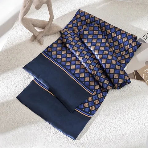 Bufanda de Seda de Mora para Hombre Vintage Estampado Paisley Doble Capa Pañuelo de Seda Fino Con Caja de Regalo