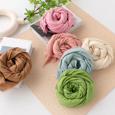 Solid Color Wool Scarf For Women Soft Lightweight Pashmina Shawl Warm Neck Wrap All Season Dopamine Fashion Accessories