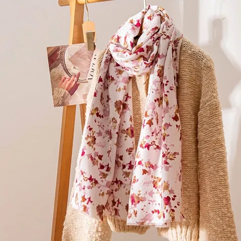 Dames Elegant Bedrukte Faux Kasjmier Sjaal Winter Lang Woon-werkverkeer Warm Florale Wrap Shawl Veelkleurig Polyester