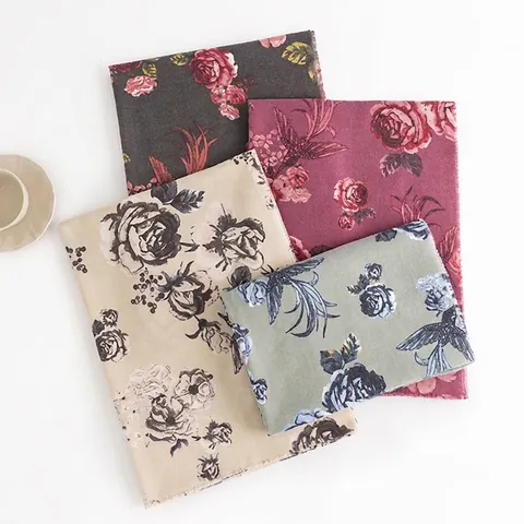 Women Vintage Rose Print Scarf Shawl Soft Polyester Viscose Imitation Cashmere Large Winter Warm Printed Pashmina Wraps