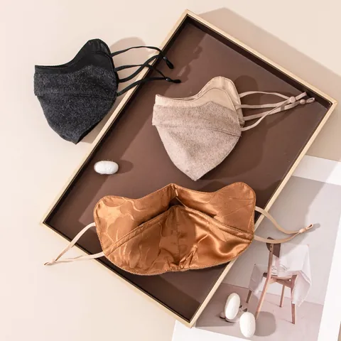 Mulberry Silk Wool Splicing Face Mask For Men Women Sun Protection Winter Warm Breathable Adjustable Ear Loops Minimalist Outdoor Mask