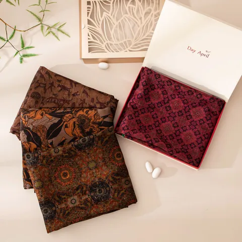 Luxury Mulberry Silk Square Scarf Chinese Style Printed Xiangyun Silk Large Shawl Wrap Elegant Gift For Women