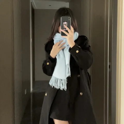 Women Winter Solid Color Tassel Scarf Long Imitation Cashmere Soft Warm Shawl Wrap Scarf Casual Daily Accessories