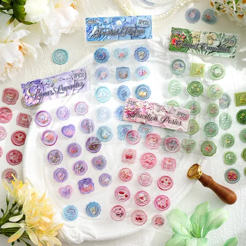Pegatinas Aspecto Sello Cera Relieve 3D Vintage Floral Mariposa Resina Epoxi para Scrapbooking DIY Manualidades