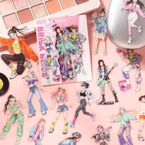 Fashion Girl Outfits PET Stickers Waterproof Decorative Scrapbooking DIY Journaling Figure Design Stationery Material Pack