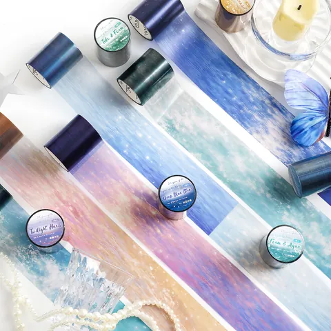 Dreamy Ocean Wave Starry Sky PET Decorative Tape Gradient Sea Washi Tape For Scrapbooking DIY Journaling Stationery Supplies