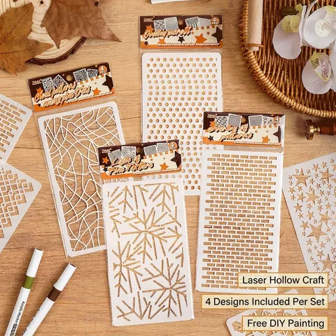 Hollow Painting Templates Set DIY Drawing Stencil Brocade Pattern Geometric Stencils For Scrapbooking Journaling Art Craft
