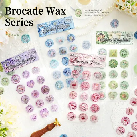 Pegatinas Aspecto Sello Cera Relieve 3D Vintage Floral Mariposa Resina Epoxi para Scrapbooking DIY Manualidades