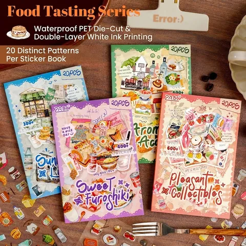Vintage PET Food Theme Stickers Book For Journaling Scrapbooking Aesthetic Life Scenes Decorative Stickers DIY Stationery