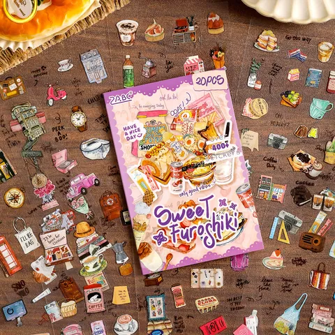 Vintage PET Food Theme Stickers Book For Journaling Scrapbooking Aesthetic Life Scenes Decorative Stickers DIY Stationery
