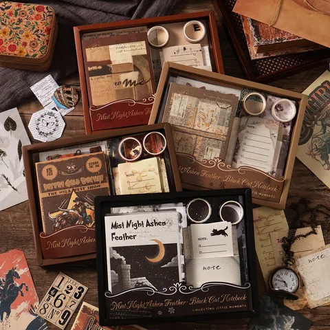 Vintage Scrapbook Kit Multi Thema DIY Journaling Materialen Doos Retro Sticker Washi Tape Notitieboek Schreibwaren Cadeauset Vrouwen Meisjes